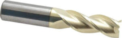 Accupro - 5/8", 1-5/8" LOC, 5/8" Shank Diam, 3-1/2" OAL, 3 Flute, Solid Carbide Square End Mill - Single End, ZrN Finish, Spiral Flute, 37° Helix, Centercutting, Right Hand Cut, Right Hand Flute - USA Tool & Supply