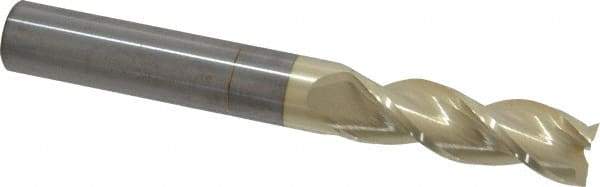 Accupro - 5/8", 2" LOC, 5/8" Shank Diam, 5" OAL, 3 Flute, Solid Carbide Square End Mill - Single End, ZrN Finish, Spiral Flute, 37° Helix, Centercutting, Right Hand Cut, Right Hand Flute - USA Tool & Supply