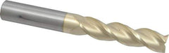 Accupro - 5/8", 2-1/2" LOC, 5/8" Shank Diam, 5" OAL, 3 Flute, Solid Carbide Square End Mill - Single End, ZrN Finish, Spiral Flute, 37° Helix, Centercutting, Right Hand Cut, Right Hand Flute - USA Tool & Supply