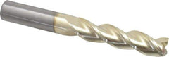 Accupro - 5/8", 2-3/4" LOC, 5/8" Shank Diam, 5" OAL, 3 Flute, Solid Carbide Square End Mill - Single End, ZrN Finish, Spiral Flute, 37° Helix, Centercutting, Right Hand Cut, Right Hand Flute - USA Tool & Supply
