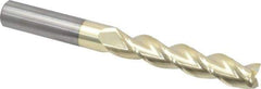 Accupro - 5/8", 3-1/4" LOC, 5/8" Shank Diam, 6" OAL, 3 Flute, Solid Carbide Square End Mill - Single End, ZrN Finish, Spiral Flute, 37° Helix, Centercutting, Right Hand Cut, Right Hand Flute - USA Tool & Supply