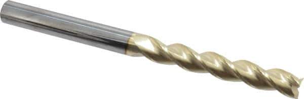 Accupro - 5/8", 4" LOC, 5/8" Shank Diam, 8" OAL, 3 Flute, Solid Carbide Square End Mill - Single End, ZrN Finish, Spiral Flute, 37° Helix, Centercutting, Right Hand Cut, Right Hand Flute - USA Tool & Supply