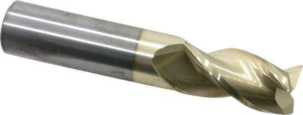 Accupro - 3/4", 1-1/2" LOC, 3/4" Shank Diam, 4" OAL, 3 Flute, Solid Carbide Square End Mill - Single End, ZrN Finish, Spiral Flute, 37° Helix, Centercutting, Right Hand Cut, Right Hand Flute - USA Tool & Supply