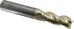 Accupro - 3/4", 2" LOC, 3/4" Shank Diam, 5" OAL, 3 Flute, Solid Carbide Square End Mill - Single End, ZrN Finish, Spiral Flute, 37° Helix, Centercutting, Right Hand Cut, Right Hand Flute - USA Tool & Supply