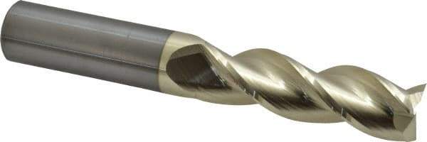Accupro - 3/4", 2-1/2" LOC, 3/4" Shank Diam, 5" OAL, 3 Flute, Solid Carbide Square End Mill - Single End, ZrN Finish, Spiral Flute, 37° Helix, Centercutting, Right Hand Cut, Right Hand Flute - USA Tool & Supply