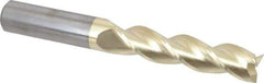 Accupro - 3/4", 3-1/4" LOC, 3/4" Shank Diam, 6" OAL, 3 Flute, Solid Carbide Square End Mill - Single End, ZrN Finish, Spiral Flute, 37° Helix, Centercutting, Right Hand Cut, Right Hand Flute - USA Tool & Supply
