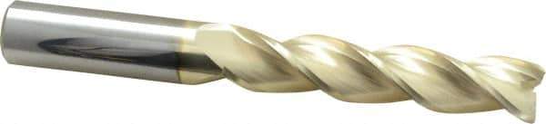 Accupro - 3/4", 3-1/2" LOC, 3/4" Shank Diam, 6" OAL, 3 Flute, Solid Carbide Square End Mill - Single End, ZrN Finish, Spiral Flute, 37° Helix, Centercutting, Right Hand Cut, Right Hand Flute - USA Tool & Supply