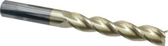 Accupro - 3/4", 4" LOC, 3/4" Shank Diam, 7" OAL, 3 Flute, Solid Carbide Square End Mill - Single End, ZrN Finish, Spiral Flute, 37° Helix, Centercutting, Right Hand Cut, Right Hand Flute - USA Tool & Supply