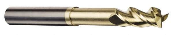 Accupro - 1", 3 Flute, Single End, Solid Carbide, 0.06" Corner Radius End Mill - 5" OAL, 37° Helix, Right Hand Flute, 1-1/4" LOC, Right Hand Cut, 2-1/8" Extended Reach - USA Tool & Supply