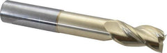 Accupro - 1", 2" LOC, 1" Shank Diam, 7" OAL, 3 Flute, Solid Carbide Square End Mill - Single End, ZrN Finish, Spiral Flute, 37° Helix, Centercutting, Right Hand Cut, Right Hand Flute - USA Tool & Supply