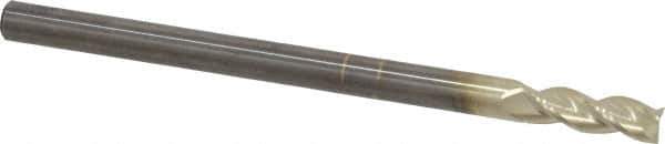 Accupro - 1/4", 3/4" LOC, 1/4" Shank Diam, 4" OAL, 3 Flute, Solid Carbide Square End Mill - Single End, ZrN Finish, Spiral Flute, 37° Helix, Centercutting, Right Hand Cut, Right Hand Flute - USA Tool & Supply