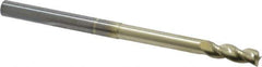Accupro - 1/4", 3/4" LOC, 1/4" Shank Diam, 4" OAL, 3 Flute, Solid Carbide Square End Mill - Single End, ZrN Finish, Spiral Flute, 37° Helix, Centercutting, Right Hand Cut, Right Hand Flute - USA Tool & Supply