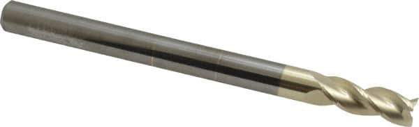 Accupro - 5/16", 13/16" LOC, 5/16" Shank Diam, 4" OAL, 3 Flute, Solid Carbide Square End Mill - Single End, ZrN Finish, Spiral Flute, 37° Helix, Centercutting, Right Hand Cut, Right Hand Flute - USA Tool & Supply