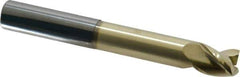Accupro - 1/2", 5/8" LOC, 1/2" Shank Diam, 4" OAL, 3 Flute, Solid Carbide Square End Mill - Single End, ZrN Finish, Spiral Flute, 37° Helix, Centercutting, Right Hand Cut, Right Hand Flute - USA Tool & Supply
