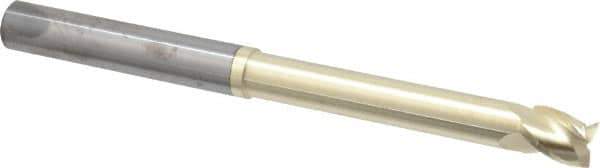 Accupro - 1/2", 5/8" LOC, 1/2" Shank Diam, 6" OAL, 3 Flute, Solid Carbide Square End Mill - Single End, ZrN Finish, Spiral Flute, 37° Helix, Centercutting, Right Hand Cut, Right Hand Flute - USA Tool & Supply