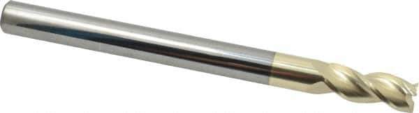 Accupro - 1/2", 1-1/4" LOC, 1/2" Shank Diam, 6" OAL, 3 Flute, Solid Carbide Square End Mill - Single End, ZrN Finish, Spiral Flute, 37° Helix, Centercutting, Right Hand Cut, Right Hand Flute - USA Tool & Supply