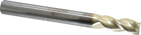 Accupro - 5/8", 1-5/8" LOC, 5/8" Shank Diam, 6" OAL, 3 Flute, Solid Carbide Square End Mill - Single End, ZrN Finish, Spiral Flute, 37° Helix, Centercutting, Right Hand Cut, Right Hand Flute - USA Tool & Supply