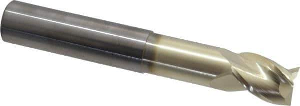 Accupro - 3/4", 1" LOC, 3/4" Shank Diam, 5" OAL, 3 Flute, Solid Carbide Square End Mill - Single End, ZrN Finish, Spiral Flute, 37° Helix, Centercutting, Right Hand Cut, Right Hand Flute - USA Tool & Supply