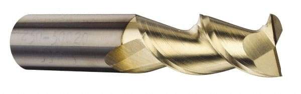 Accupro - 25mm, 38mm LOC, 25mm Shank Diam, 100mm OAL, 2 Flute, Solid Carbide Square End Mill - Single End, ZrN Finish, Spiral Flute, 45° Helix, Centercutting, Right Hand Cut, Right Hand Flute - USA Tool & Supply