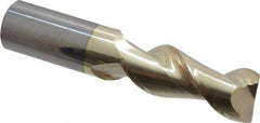 Accupro - 1", 2-1/2" LOC, 1" Shank Diam, 5" OAL, 2 Flute, Solid Carbide Square End Mill - Single End, ZrN Finish, Spiral Flute, 45° Helix, Centercutting, Right Hand Cut, Right Hand Flute - USA Tool & Supply