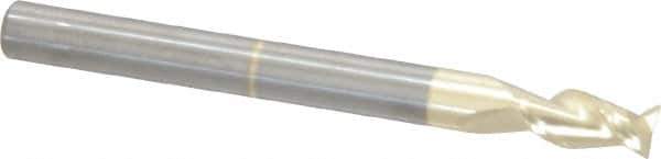 Accupro - 3/16", 3/8" LOC, 3/16" Shank Diam, 2" OAL, 2 Flute, Solid Carbide Square End Mill - Single End, ZrN Finish, Spiral Flute, 45° Helix, Centercutting, Right Hand Cut, Right Hand Flute - USA Tool & Supply