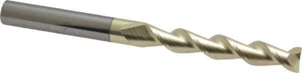 Accupro - 1/4", 1-1/2" LOC, 1/4" Shank Diam, 3" OAL, 2 Flute, Solid Carbide Square End Mill - Single End, ZrN Finish, Spiral Flute, 45° Helix, Centercutting, Right Hand Cut, Right Hand Flute - USA Tool & Supply