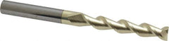 Accupro - 1/4", 1-1/2" LOC, 1/4" Shank Diam, 3" OAL, 2 Flute, Solid Carbide Square End Mill - Single End, ZrN Finish, Spiral Flute, 45° Helix, Centercutting, Right Hand Cut, Right Hand Flute - USA Tool & Supply