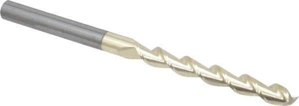 Accupro - 1/4", 2" LOC, 1/4" Shank Diam, 4" OAL, 2 Flute, Solid Carbide Square End Mill - Single End, ZrN Finish, Spiral Flute, 45° Helix, Centercutting, Right Hand Cut, Right Hand Flute - USA Tool & Supply