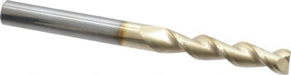 Accupro - 5/16", 1-1/2" LOC, 5/16" Shank Diam, 3-1/2" OAL, 2 Flute, Solid Carbide Square End Mill - Single End, ZrN Finish, Spiral Flute, 45° Helix, Centercutting, Right Hand Cut, Right Hand Flute - USA Tool & Supply