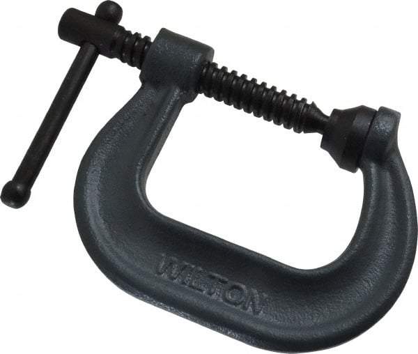 Wilton - Regular-Duty 2-1/8" Max Opening, 2-1/4" Throat Depth, Forged Steel Standard C-Clamp - 3,500 Lb Capacity, 0" Min Opening, Deep Throat - USA Tool & Supply