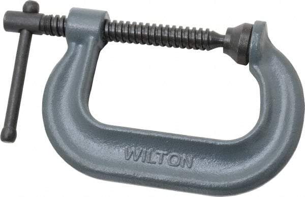 Wilton - Regular-Duty 3" Max Opening, 2-1/2" Throat Depth, Forged Steel Standard C-Clamp - 3,500 Lb Capacity, 0" Min Opening, Deep Throat - USA Tool & Supply