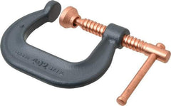 Wilton - Regular-Duty 2-1/8" Max Opening, 2-5/8" Throat Depth, Forged Steel Standard C-Clamp - 3,500 Lb Capacity, 0" Min Opening, Deep Throat - USA Tool & Supply