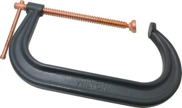 Wilton - Regular-Duty 10-1/8" Max Opening, 6" Throat Depth, Forged Steel Standard C-Clamp - 8,000 Lb Capacity, 2" Min Opening, Deep Throat - USA Tool & Supply