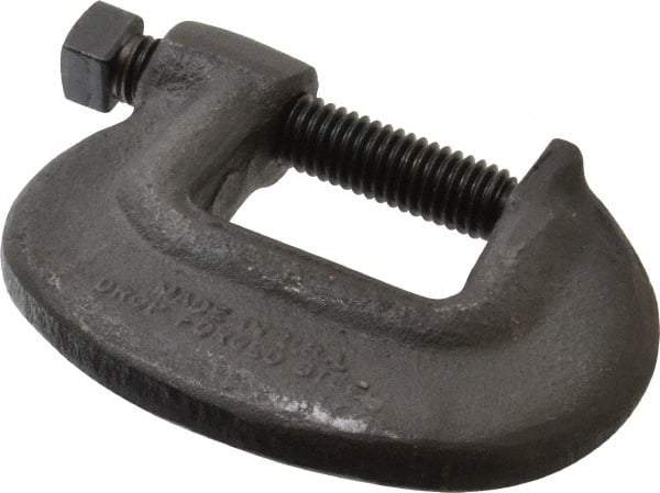 Wilton - Extra Heavy-Duty 1-3/8" Max Opening, 1-3/32" Throat Depth, Forged Steel Standard C-Clamp - 5,600 Lb Capacity, 0" Min Opening, Standard Throat Depth, Cold Drawn Steel Screw - USA Tool & Supply