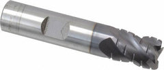 ProMax - 1/2" Diam, 5/8" LOC, 4 Flute Solid Carbide Roughing & Finishing Corner Radius End Mill - AlTiN Finish, 2-1/2" OAL, 1/2" Shank Diam, Weldon Shank, 40° Helix, Centercutting, Stub Length - USA Tool & Supply