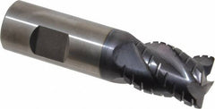 ProMax - 3/4" Diam, 1" LOC, 4 Flute Solid Carbide Roughing & Finishing Corner Radius End Mill - AlTiN Finish, 3" OAL, 3/4" Shank Diam, Weldon Shank, 40° Helix, Centercutting, Stub Length - USA Tool & Supply
