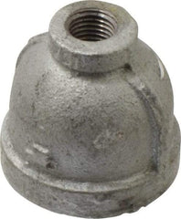 Made in USA - Class 150, 1 x 1/4" Galvanized Pipe Reducing Coupling - Threaded, Malleable Iron - USA Tool & Supply