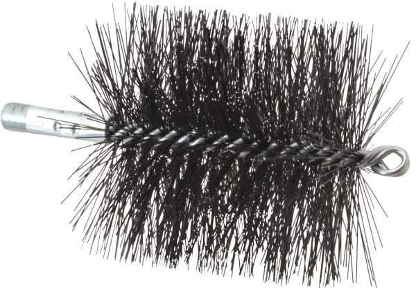 Schaefer Brush - 4-1/2" Brush Length, 4-1/2" Diam, Double Stem, Double Spiral Tube Brush - 7-1/2" Long, Tempered Steel Wire, 1/4" NPT Male Connection - USA Tool & Supply