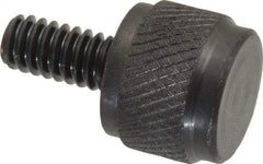 Gibraltar - 1/4-20 Knurled Shoulderless Steel Thumb Screw - 1" OAL, 5/8" Head Diam x 1/2" Head Height, Black Oxide Finish - USA Tool & Supply