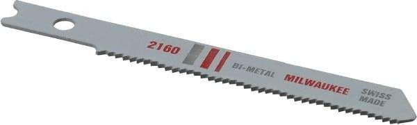 Milwaukee Tool - 2-3/4" Long, 24 Teeth per Inch, Bi-Metal Jig Saw Blade - Toothed Edge, 0.2813" Wide x 0.047" Thick, U-Shank - USA Tool & Supply