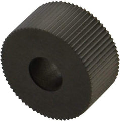 Made in USA - 3/4" Diam, 90° Tooth Angle, 30 TPI, Standard (Shape), Form Type Cobalt Straight Knurl Wheel - 3/8" Face Width, 1/4" Hole, Circular Pitch, Bright Finish, Series KP - Exact Industrial Supply