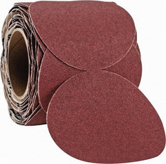 Norton - 5" Diam, 80 Grit Ceramic Adhesive PSA Disc - Coarse Grade, Maroon, F Weighted Backing, Flexible - USA Tool & Supply