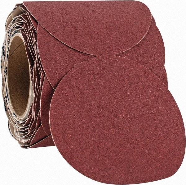 Norton - 5" Diam, 100 Grit Ceramic Adhesive PSA Disc - Medium Grade, Maroon, F Weighted Backing, Flexible - USA Tool & Supply