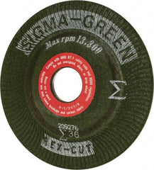 Rex Cut Product - 36 Grit, 4-1/2" Wheel Diam, 7/8" Arbor Hole, Type 27 Depressed Center Wheel - Ceramic, 13,300 Max RPM, Compatible with Angle Grinder - USA Tool & Supply