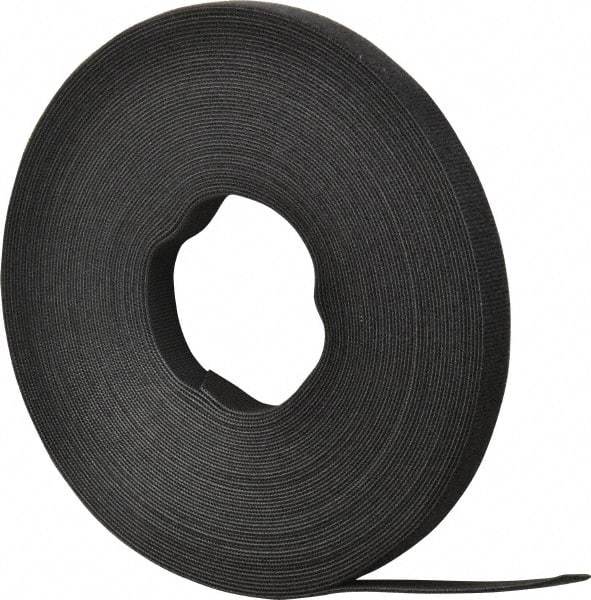 SpeedTech - 75' Long Black Nylon & Polyethylene Hook & Loop Strap - 50 Lb Tensile Strength - USA Tool & Supply