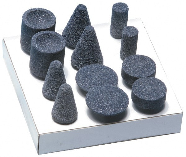 Grier Abrasives - 12 Piece Aluminum Oxide Vitrified Abrasive Point Set - USA Tool & Supply