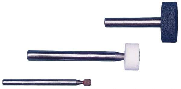 Grier Abrasives - 1/4" Head Diam x 1/4" Thickness, W160, Cylinder End, Aluminum Oxide Mounted Point - White, Medium Grade, 80 Grit, 30,000 RPM - USA Tool & Supply