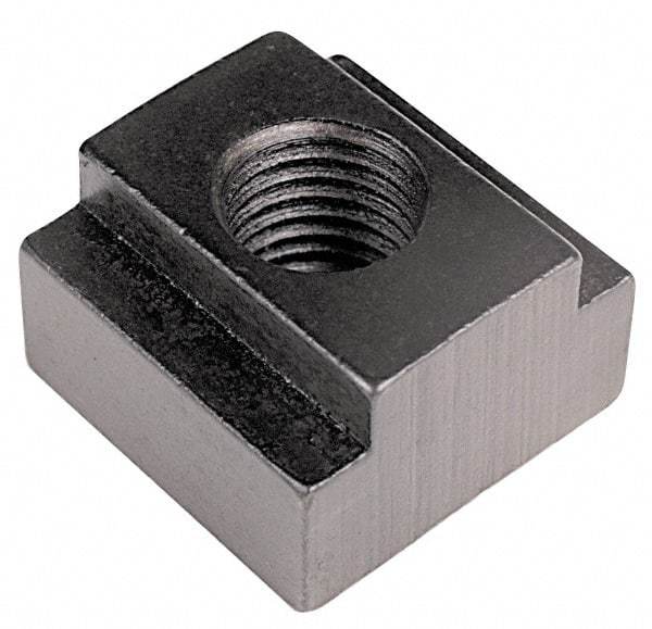 TE-CO - 5/16-18 Blind Tapped T Slot Nut - 7/16" Slot Width, 11/16 x 7/32" Base Width x Height, 7/8 x 1/2" OAL x Height - USA Tool & Supply