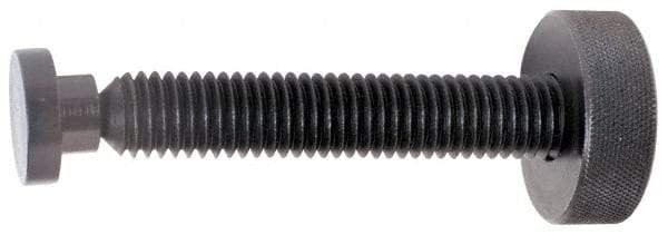 Gibraltar - 3/8-16 Knurled Shoulderless Swivel Pad Tip Grade C-12L14 Steel Thumb Screw - 2.0475" OAL, 1-1/4" Head Diam x 7/16" Head Height, Black Oxide Finish - USA Tool & Supply