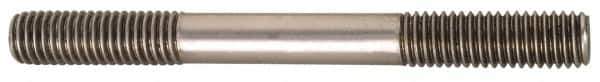 Jergens - 1-8 12" OAL Equal Double Threaded Stud - Alloy Steel, Black Oxide Finish, 2-1/2" Equal Thread Length - USA Tool & Supply